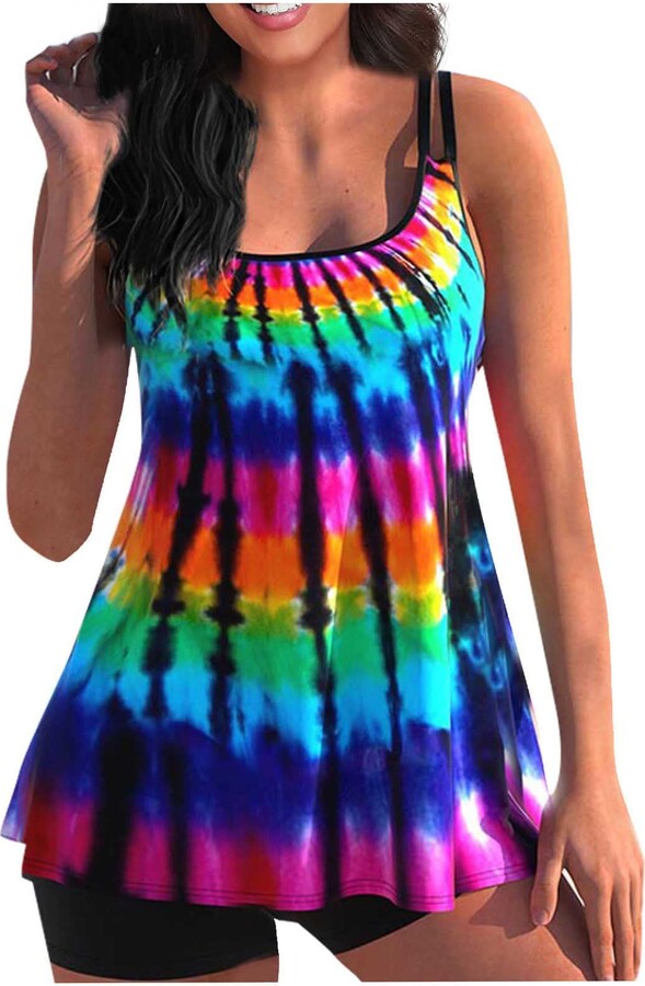 Baodan Womens Blue Tee Shirt Cover Up Moderate Bikini 3X Bikini Top