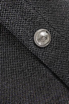Balmain Button-embellished Metallic Wool-blend Crepe Wide-leg Pants