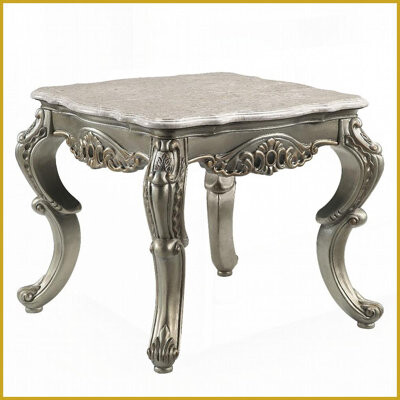 Everly Quinn Miliani Natural Marble Top Coffee Table with Antique Bronze Finish 20mm Thick - Luxury Elegance for Living Room