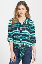Thumbnail for your product : Chaus 'Ikat Bazaar' Print Tie Front Blouse