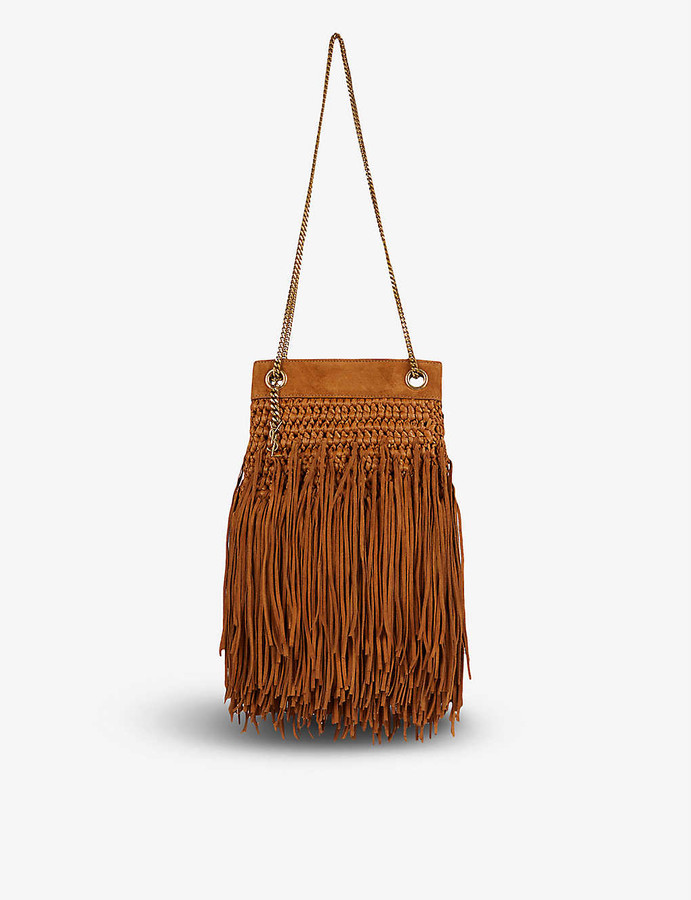 ysl fringe bag suede