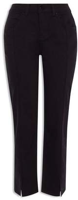 Karen Millen Slit-Hem Cropped Straight-Leg Jeans in Black