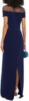 Thumbnail for your product : Jenny Packham Point D'esprit-paneled Embellished Crepe Gown