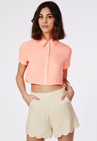 Thumbnail for your product : Missguided Nude High Waisted Scalloped Shorts