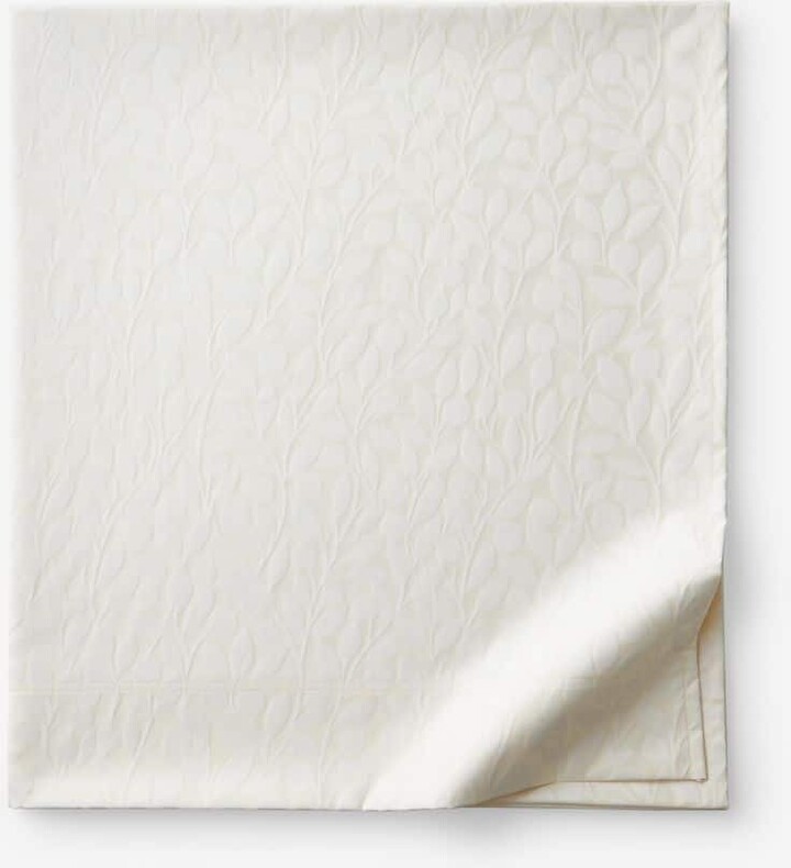 The Company Store Legends Hotel Jacquard Leaf Ivory Wrinkle-Free Supima Cotton Queen Flat Sheet