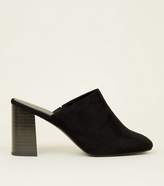 Thumbnail for your product : New Look Black Suedette Block Heel Square Toe Mules