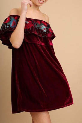 Umgee USA Burgundy Velvet Dress