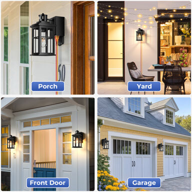 Winston Porter Distance and Time Adjustable Porch Light with GFCI Outlet