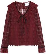 Thumbnail for your product : Perseverance Tie-Front Ruffled Macramé Lace Blouse