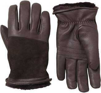 UGG Womens Cascade Blocked Leather Gloves Brown