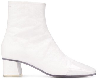 white shiny ankle boots