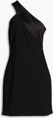 Halston Leigh one-shoulder satin-paneled crepe mini dress