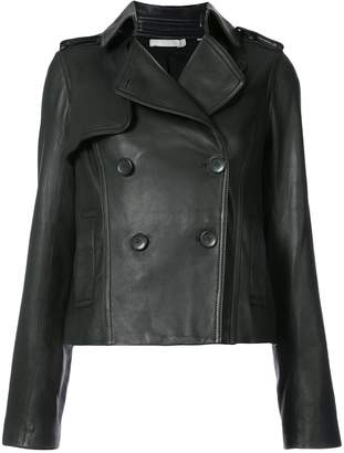 Vince cropped trench leather jacket