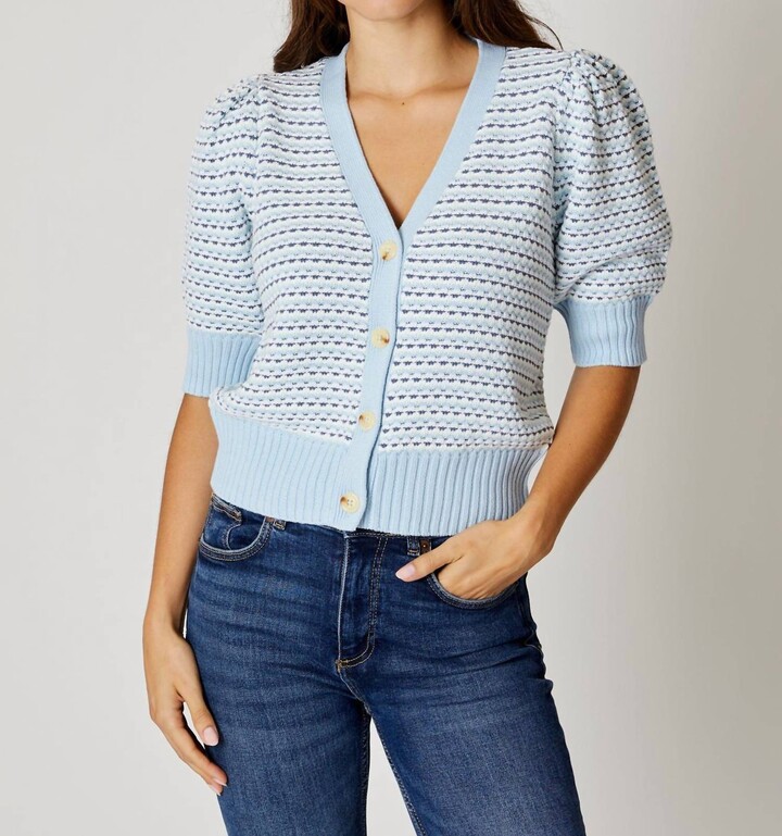 Design History Feminine Puff Cardi In Chambray Combo ShopStyle