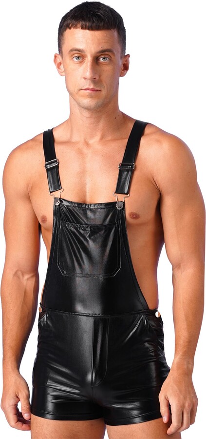 Vxuxlje Metallic Overall Herren - 70er 80er Tanzkostüm Für Party & Halloween