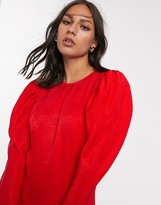 Thumbnail for your product : And other stories & dot jacquard puff sleeve midi dress in red