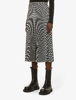Thumbnail for your product : Theory Checked pleated satin-twill midi skirt