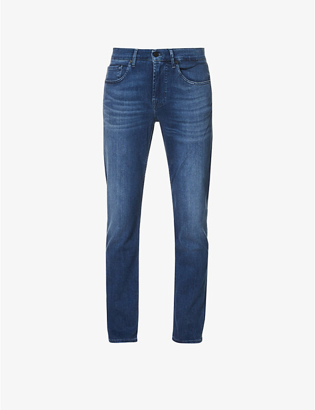 7 For All Mankind Mens Mid Blue Slimmy Tapered Luxe Performance Plus Slim Jeans 40