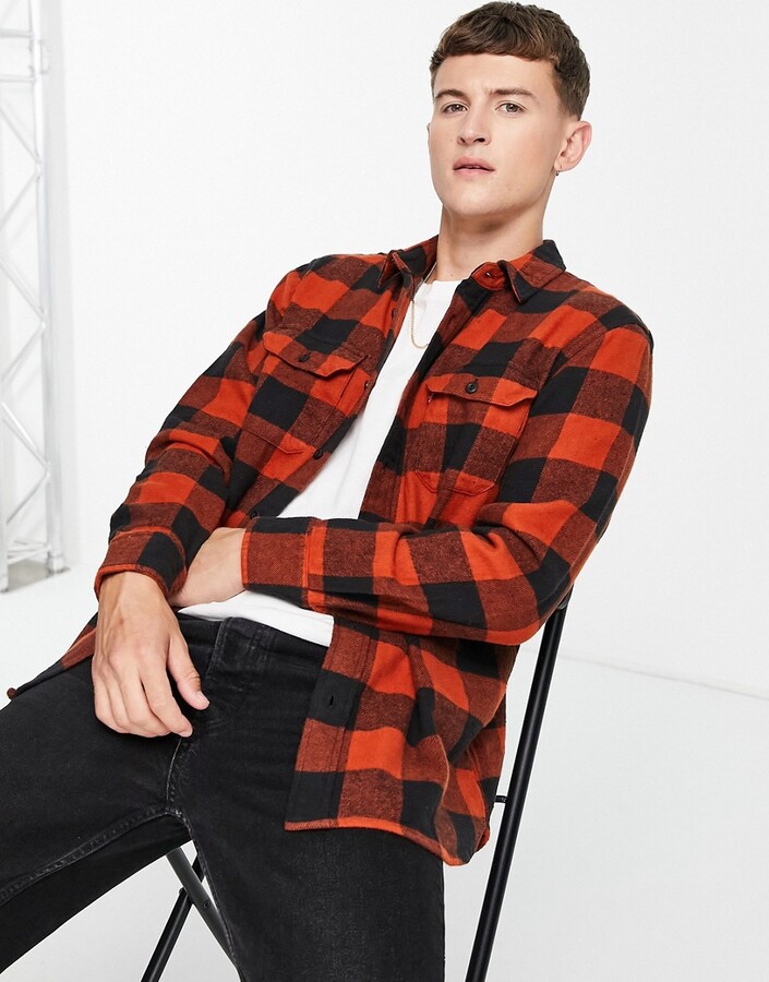 Levi's classic buffalo check worker overshirt in red - ShopStyle Long  Sleeve Shirts