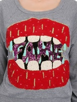 Thumbnail for your product : Lin Art Project Embroidered Cropped Cotton Sweatshirt