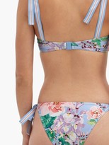 Thumbnail for your product : Zimmermann Bellitude Stripe-tie Floral-print Bikini - Blue Print