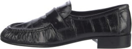 The Row Eel Skin Loafers Black Round-Toes Designer