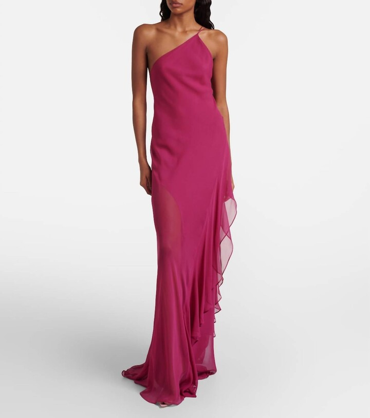 The Sei One Shoulder Ruffle Gown In Sakura