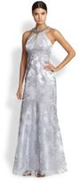 Thumbnail for your product : Teri Jon Necklace-Halter Metallic-Lace Gown