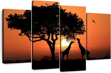 Ebern Designs Giraffe Couple At Sunset