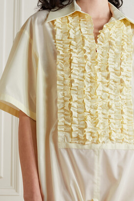 Renaissance Renaissance + The Vanguard Rudy Tie-detailed Ruffled Voile Shirt - Yellow