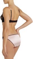 Thumbnail for your product : Mimi Holliday Bisou Bisou Strawberry lace-trimmed stretch-silk satin briefs