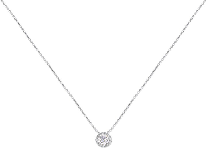 Etsy 0.50Ct Ready To Ship Gemma 5mm 14Kt White Gold Moissanite Diamond Halo Necklace Round Necklace Dainty Solitaire Necklace Gift For Her