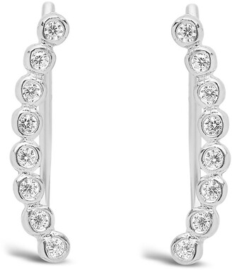 Sterling Forever Sterling Silver Bezel Set CZ Curved Ear Climbers