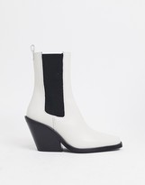 Thumbnail for your product : ASOS DESIGN Rhea premium leather western boot in off white