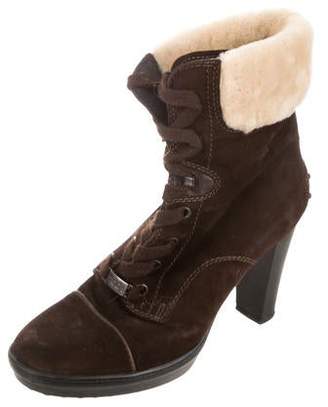 Tod's Suede Round-Toe Ankle Boots Brown Suede Round-Toe Ankle Boots
