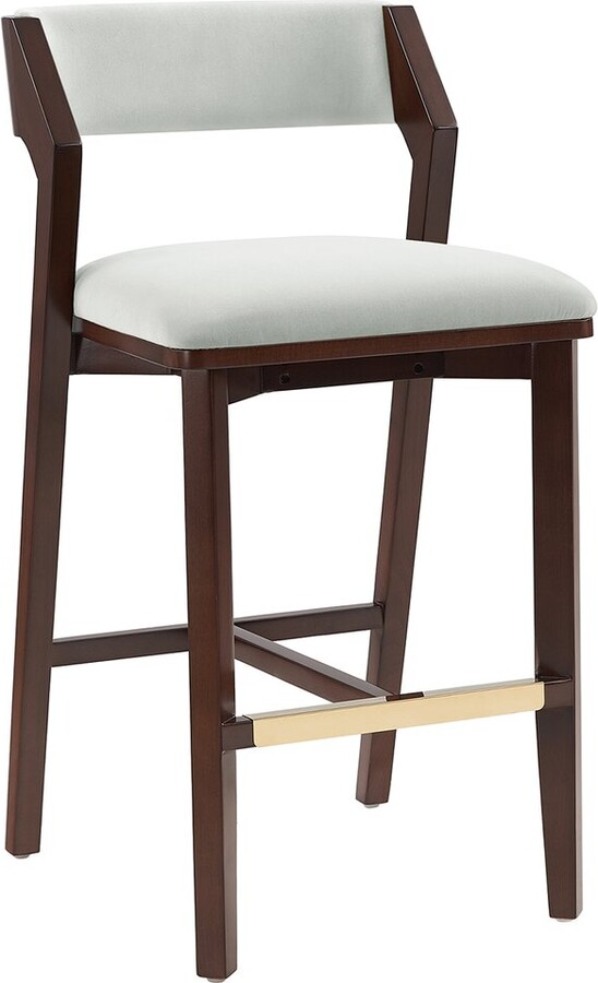 Manhattan Comfort Patricia Velvet Barstool With Beech Wood Legs