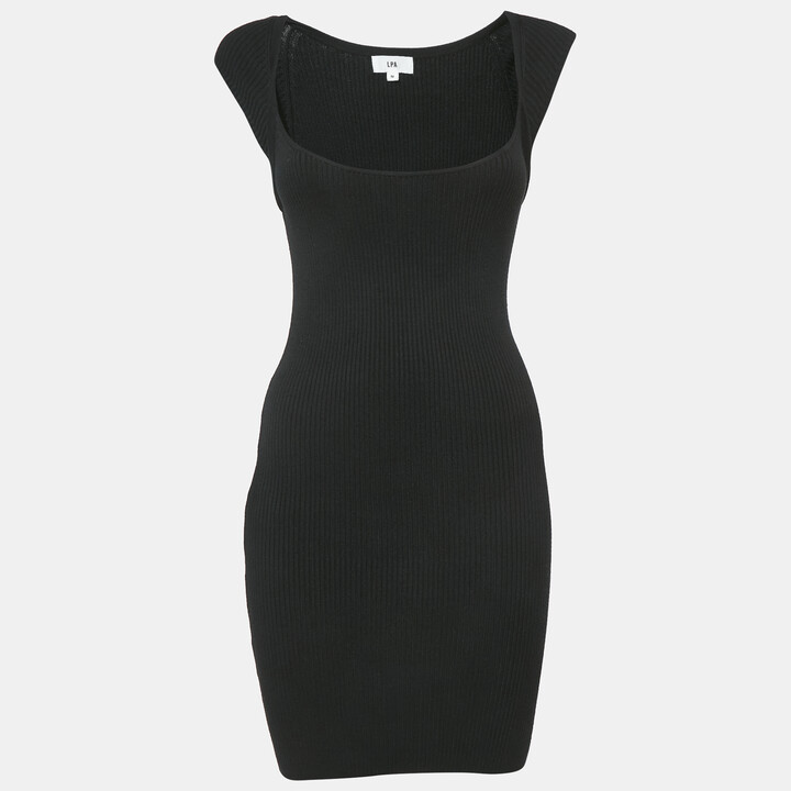 LPA Black Rib Knit Cap Sleeve Short Dress M