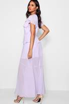 Thumbnail for your product : boohoo Cape Chiffon Tierred Maxi Dress