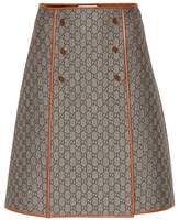 Thumbnail for your product : Gucci GG leather-trimmed skirt
