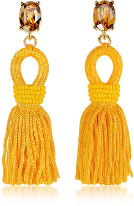 Oscar de la Renta Short Silk Tassel Earrings