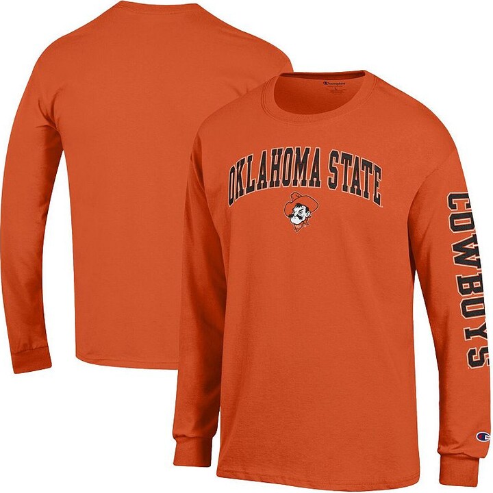 Men's Champion Orange Oklahoma State Cowboys Arch Over Logo 2-Hit Long Sleeve T-Shirt