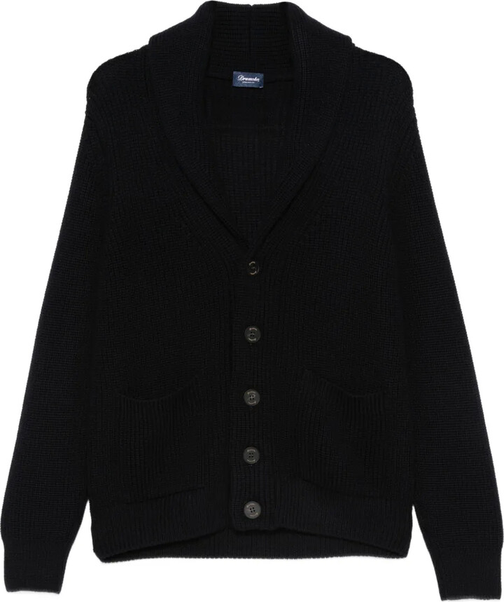 Drumohr Shawl-Collar Patch-Pocket Cardigan