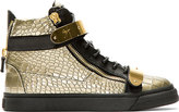 Thumbnail for your product : Giuseppe Zanotti Gold Croc-Embossed High-Top Sneakers