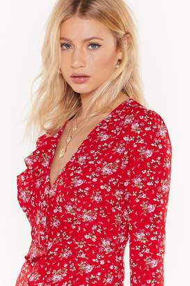 Nasty Gal Womens Plant a Kiss on Me Floral Ruffle Midi Dress - red - 12