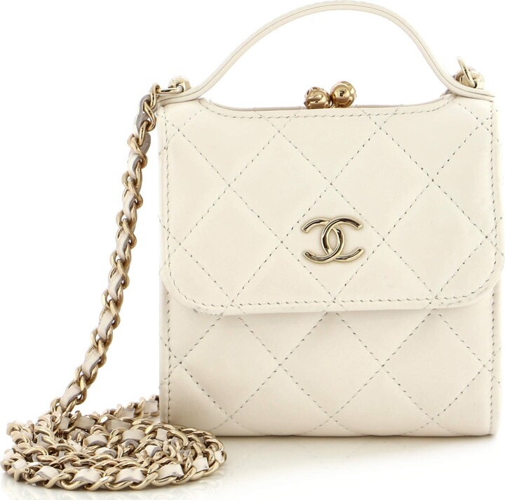 Chanel CC Kisslock Frame Top Handle Clutch with Chain Quilted Lambskin Mini  - ShopStyle