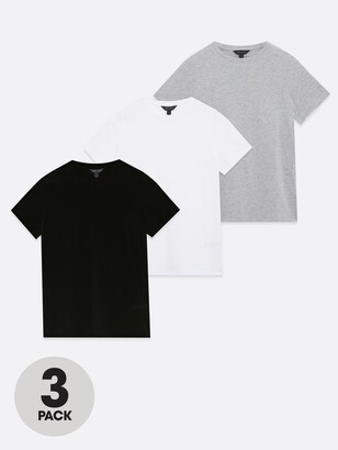 New Look 3 Pack Black White and Grey Crew Neck T-Shirts