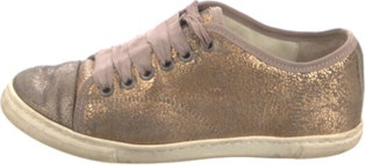 Lanvin Leather Low Top Sneakers Brown Round-Toes Lace-Up Closure at Uppers Unfortunately, due to restrictions, this item may not be eligible for shipping in all areas. | Lanvin Leather Sneakers in Brown, Women's IT 38 | 8