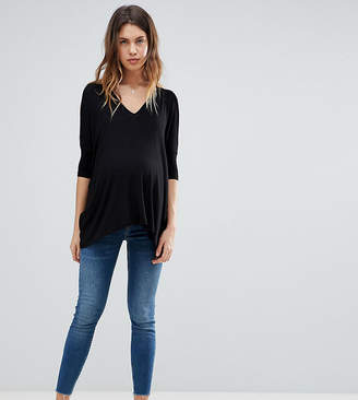 ASOS Maternity Design Maternity Tall Ridley High Waist Skinny Jeans In Bright Blue Wash With Over The Bump Waistband