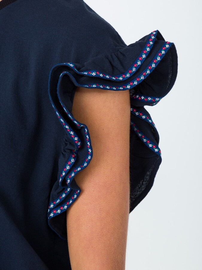 Julien David Classic Shift Blouse Blue