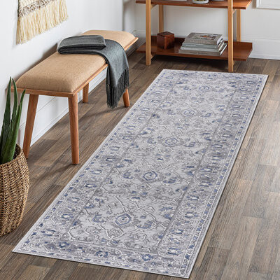 Bungalow Rose LOOM & LUXE Collection 6X9 Grey/Blue/Oriental Non-Shedding Living Room Bedroom Dining Home Office Stylish And Stain Resistant Area Rug